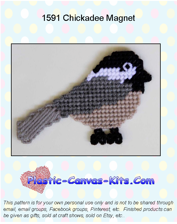Chickadee Bird Magnet-Plastic Canvas Pattern or Kit