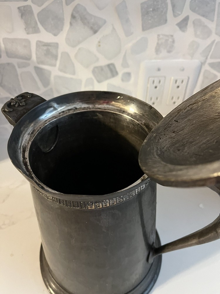Large Antique Silver Played Coffee/ Ice Pitcher-12 In Tall