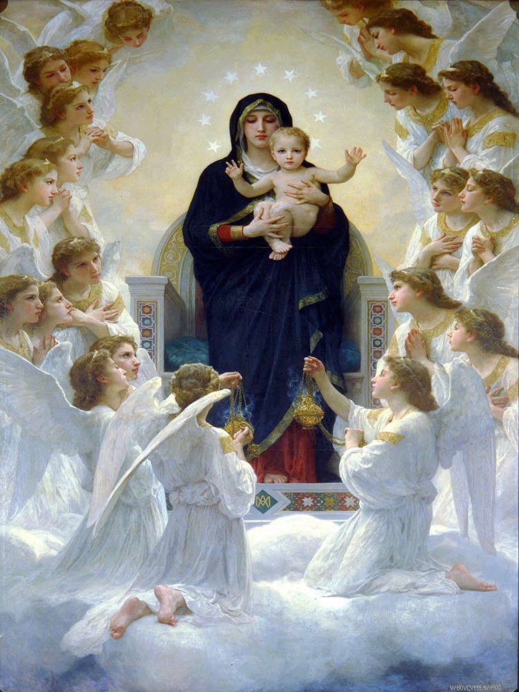 Virgin with Child by W. Bouguereau Tile Mural Kitchen Backsplash Marble Ceramic