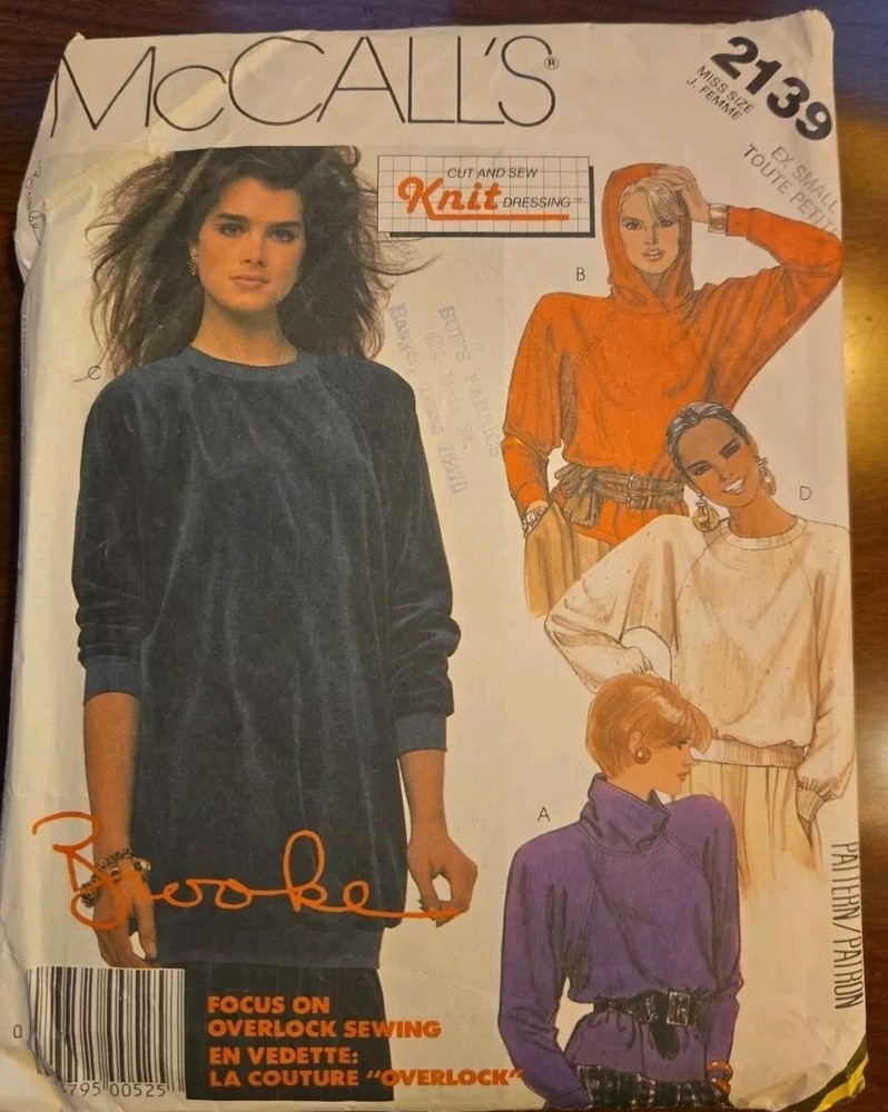 McCall's 2139 Brooke Top 4 styles Size Extra Small 6 - 8