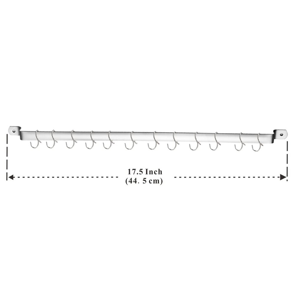 Kyraton Kitchen Utensil Rail Organizer - Wall Mounted Gourmet Rack 1.Silver