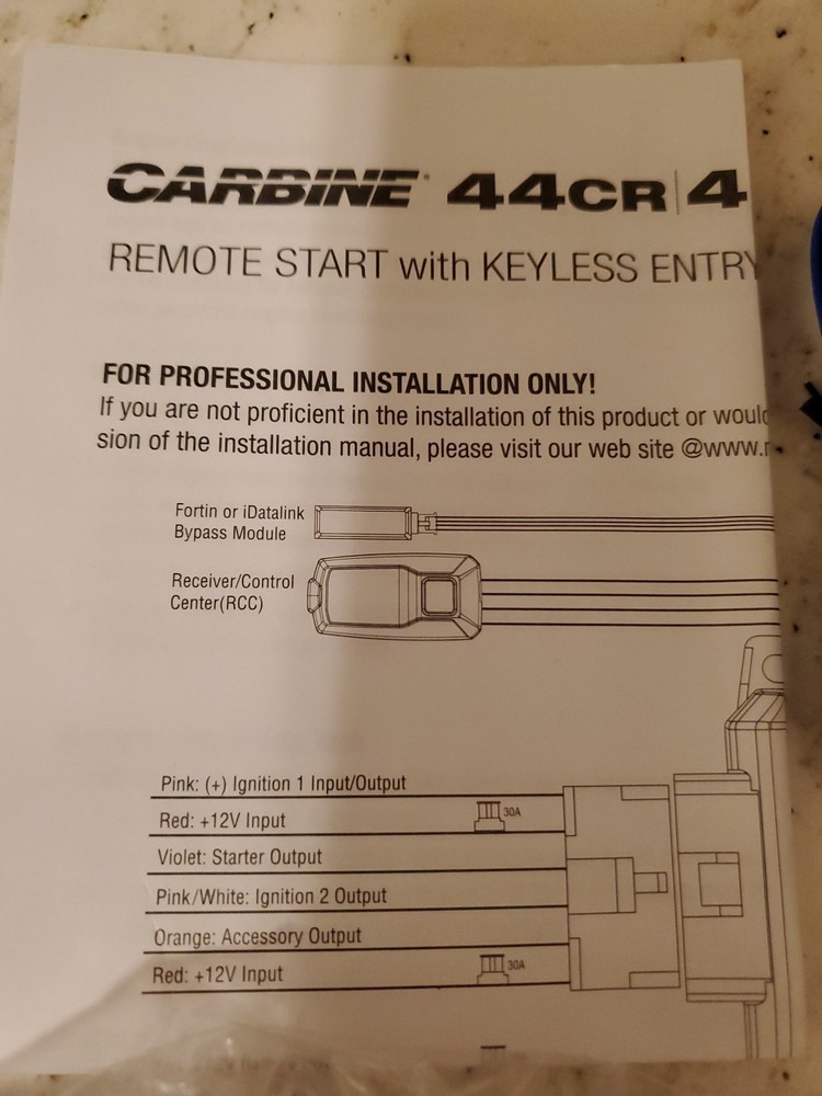 Carbine 44 CR Remote Start With Keyless Entry System