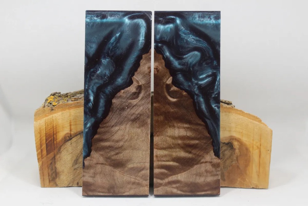 HYBRID STABILIZED MAPLE BLUE CUSTOM COMPOSITE KNIFE HANDLE MATERIAL (7749)