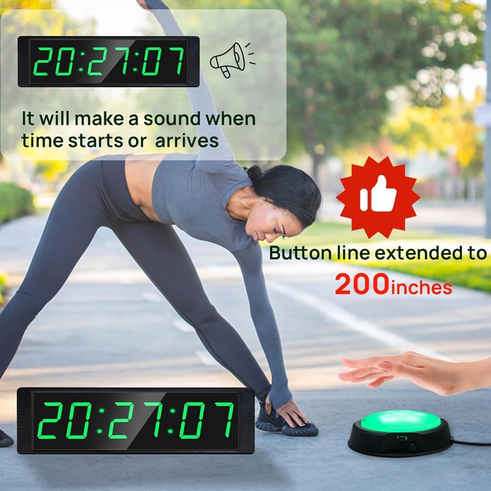 Gym Clock for Home Gym with Start/Stop Button, Interval Timer for Workout, St...