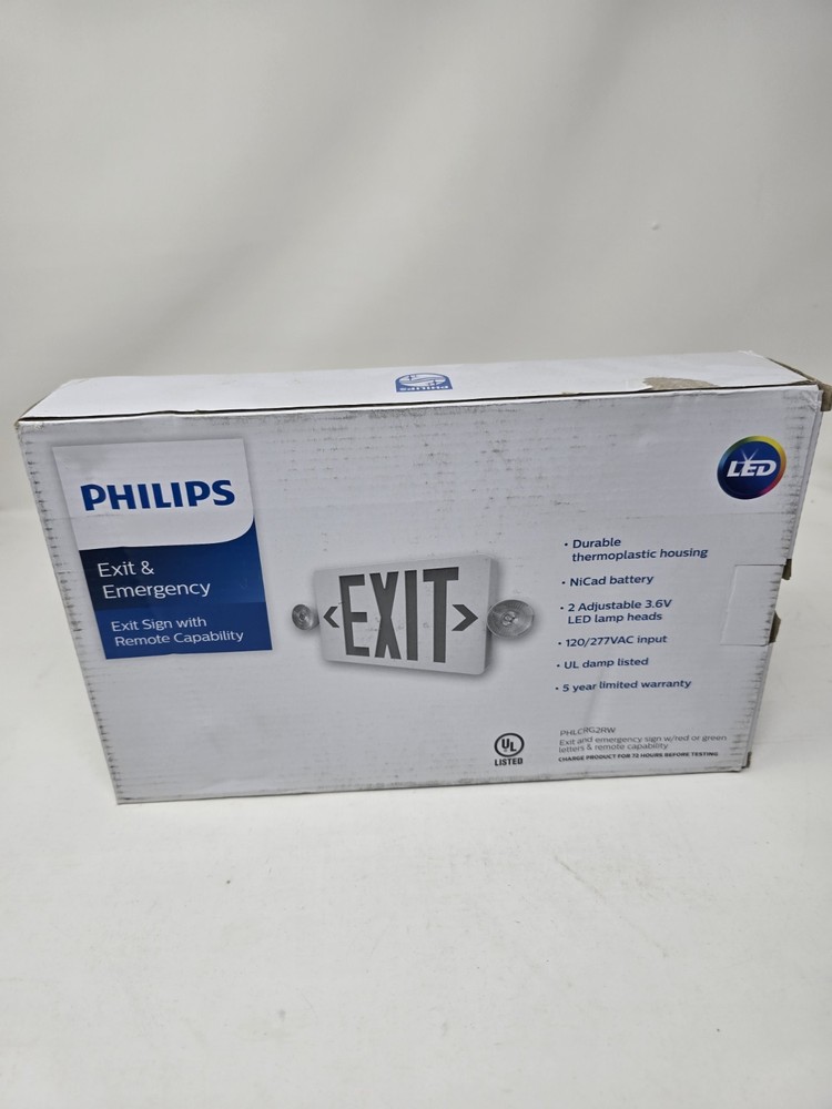 🔴Philips 2-Light Thermoplastic LED White Exit/Emergency Combo 🔴NEW-OPEN BOX🔴1