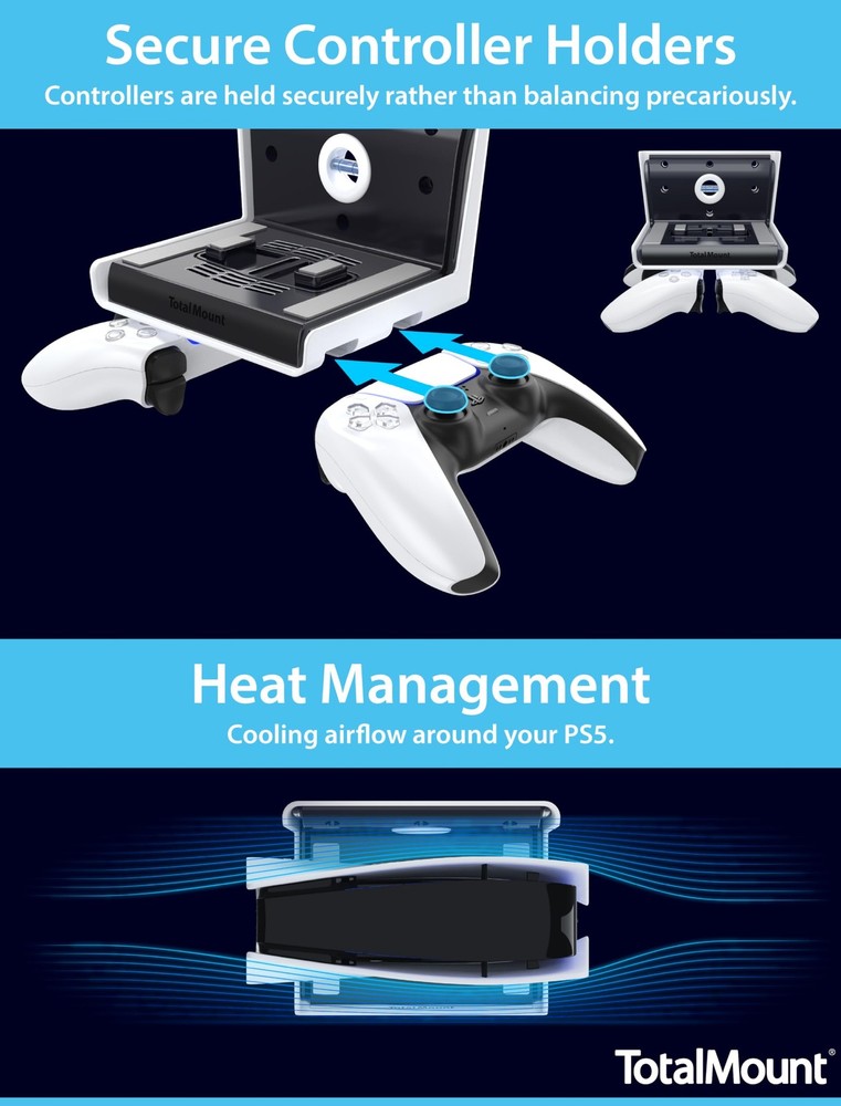 Wall Mount for All PS5 Models - Includes Controller Holder for Slim & Standard