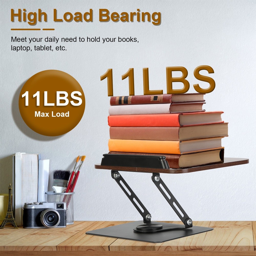 Foldable Book Stand Adjustable Height Book Holder Paper Clips with Rotating Base