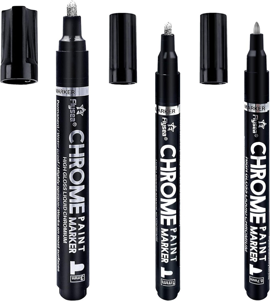 1 or 3PK Permanent Liquid Mirror Chrome Marker for Any Surface Chrome Paint Pen