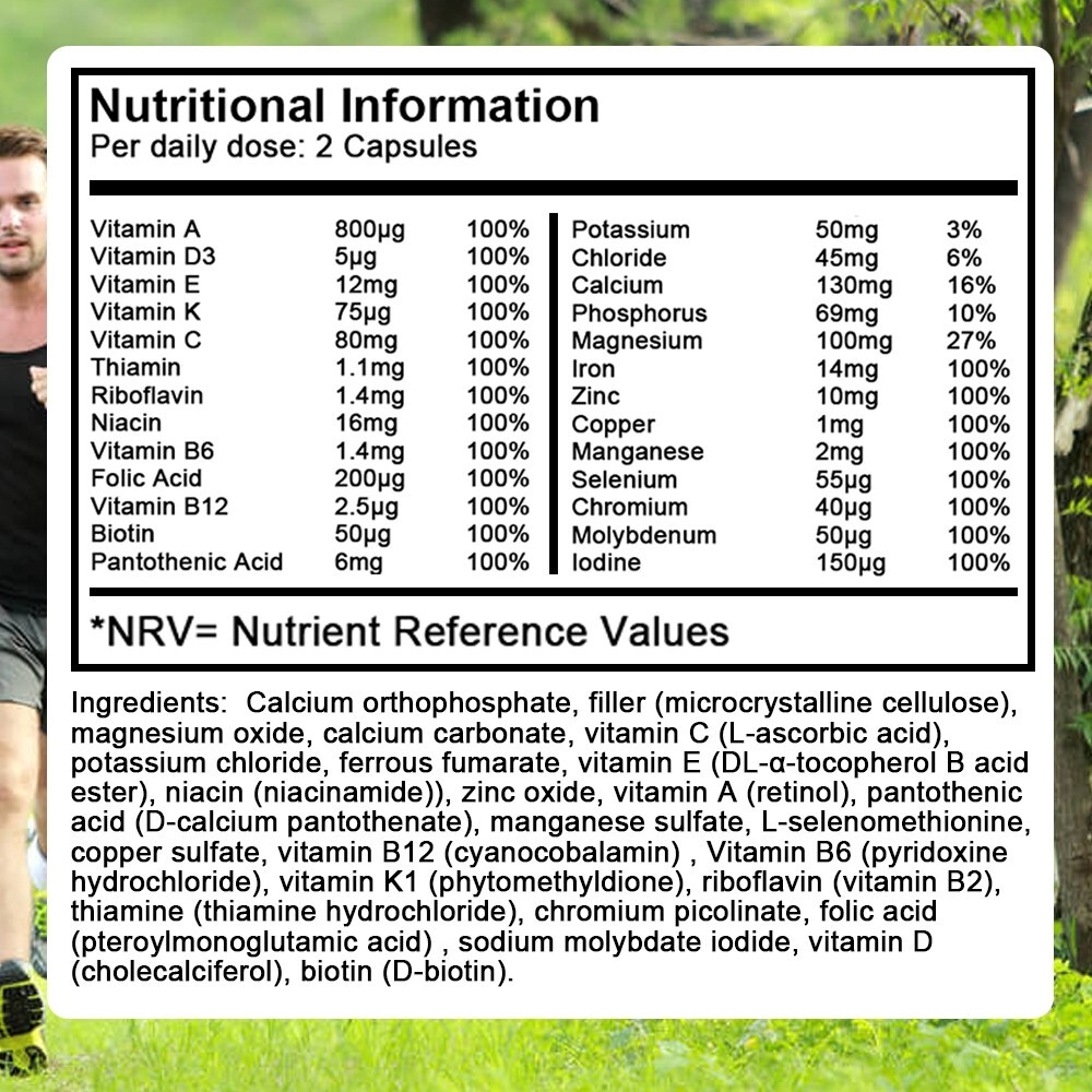 Multivitamins Minerals Improve Muscle Function Strengthen Immune 120 Capsules