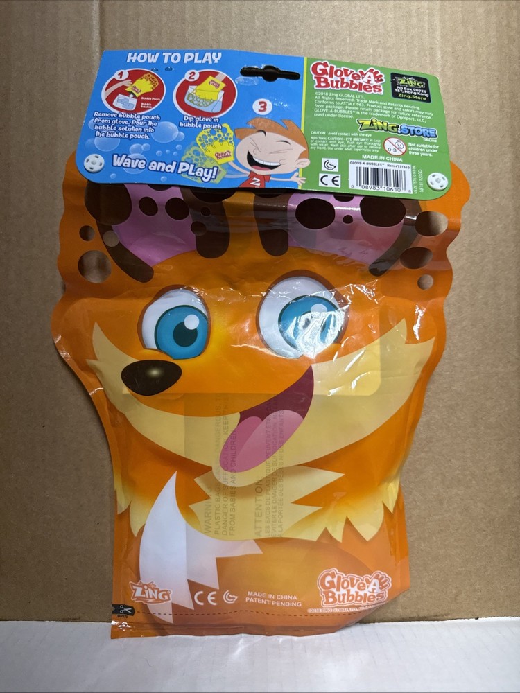 Glove A Bubble Fox with bubble solution Wave & Play Zing Bubble Glove NEW