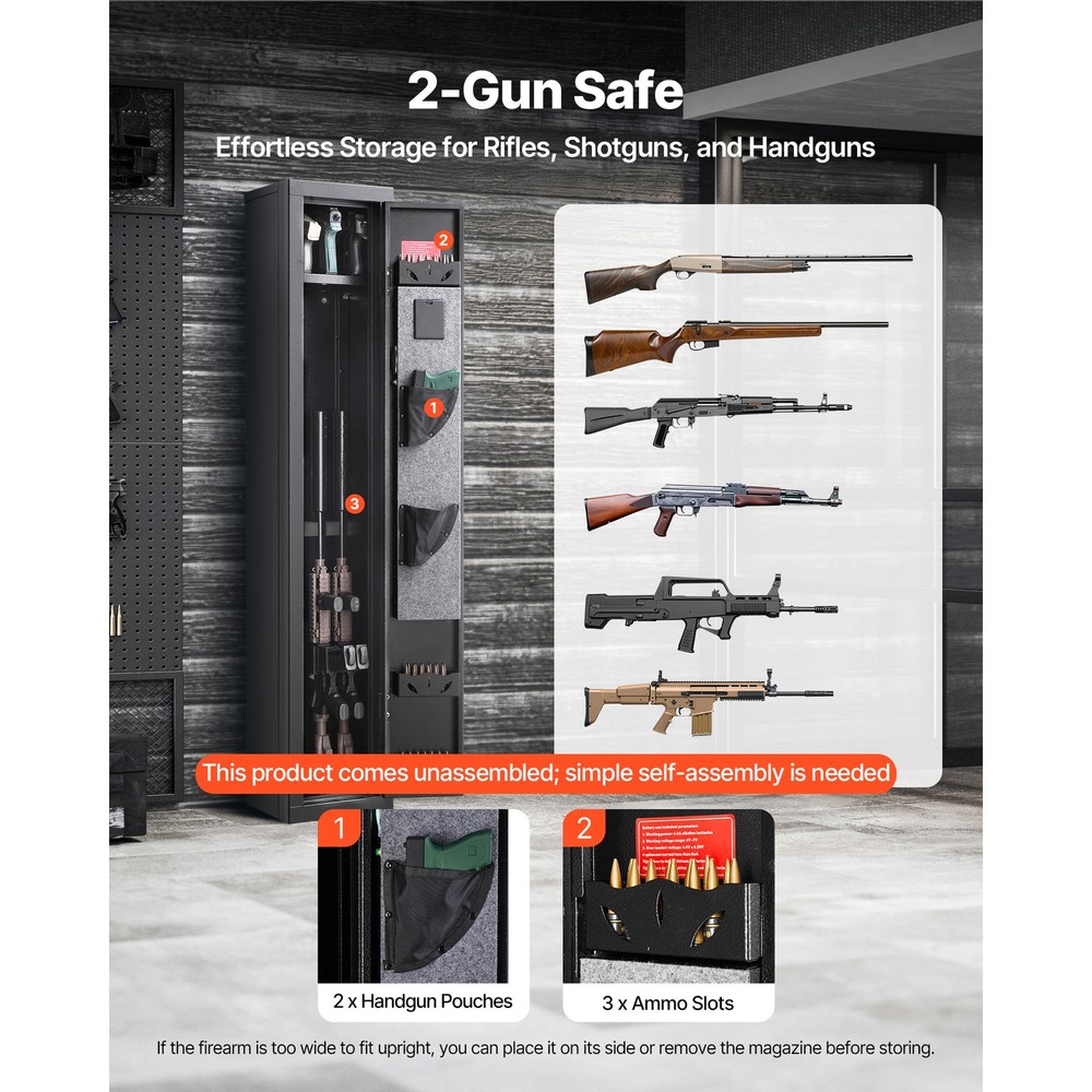 Uimoso Secure Gun Storage with Digital Lock & Adjustable Racks, Assembly Needed