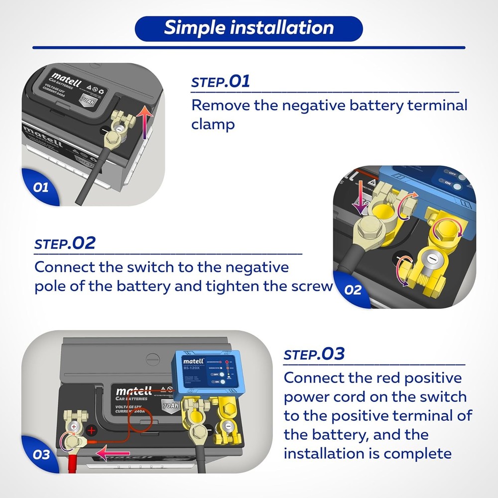 matell DC 12V Remote Battery Disconnect Switch Smart Voltage Control Battery