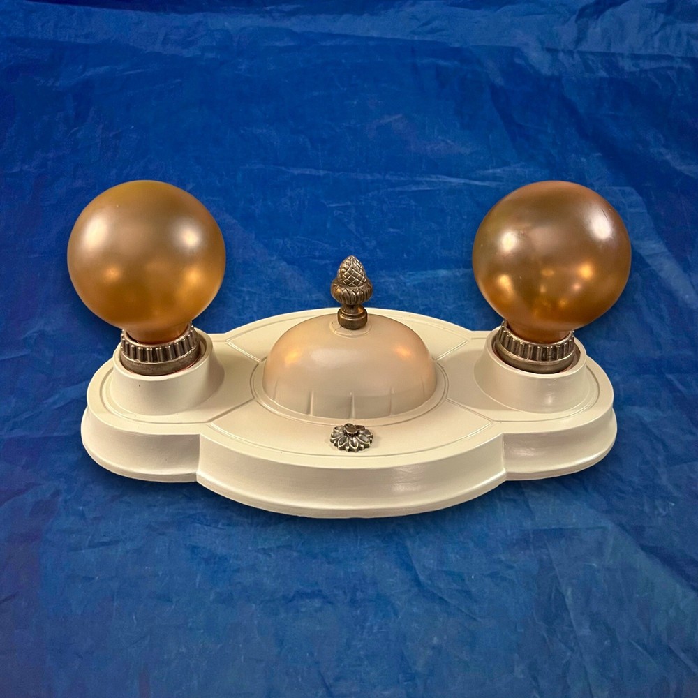 Pair Polychrome Rewired double bulb flush mount ceiling fixtures KB400