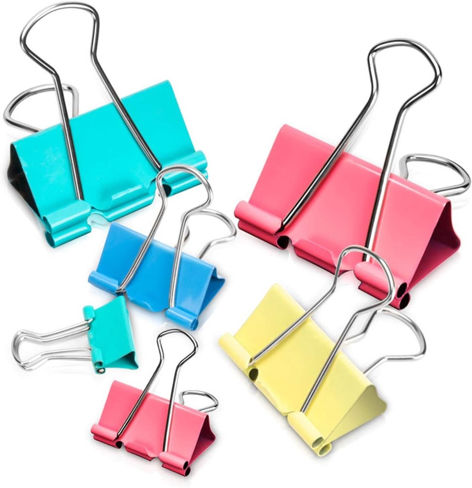 Binder Clips - Assorted Sizes 100 Count, X Large, Medium, Colorful