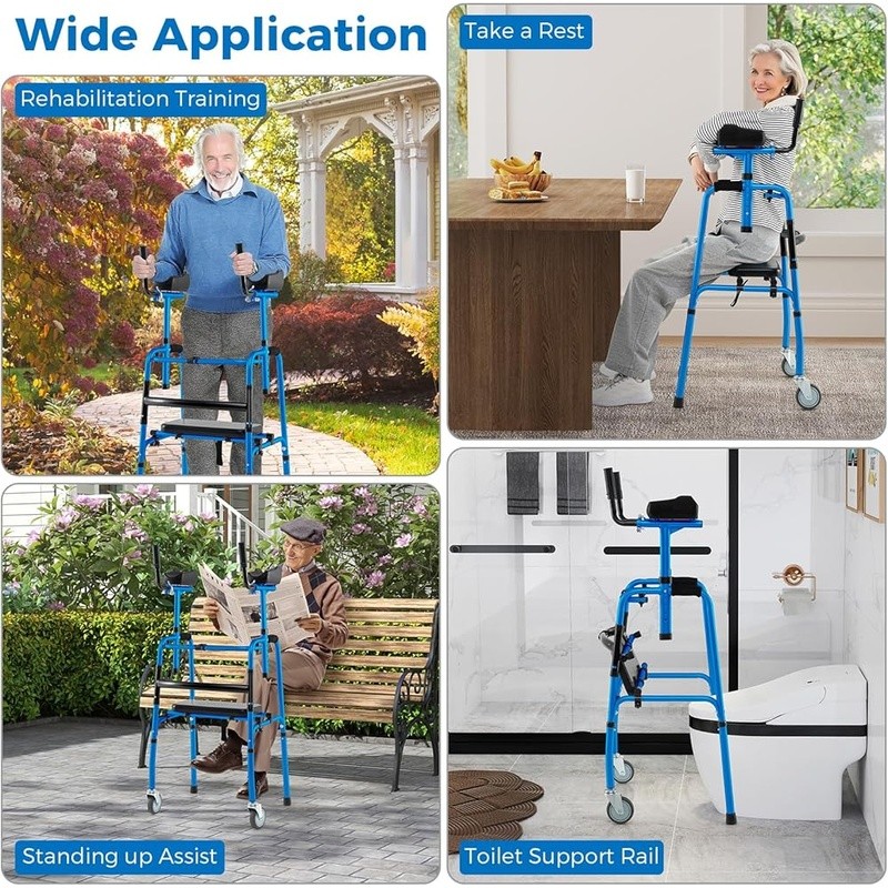 Foldable Portable Rolling Walker Adjustable Height Aluminum Mobility Aid New