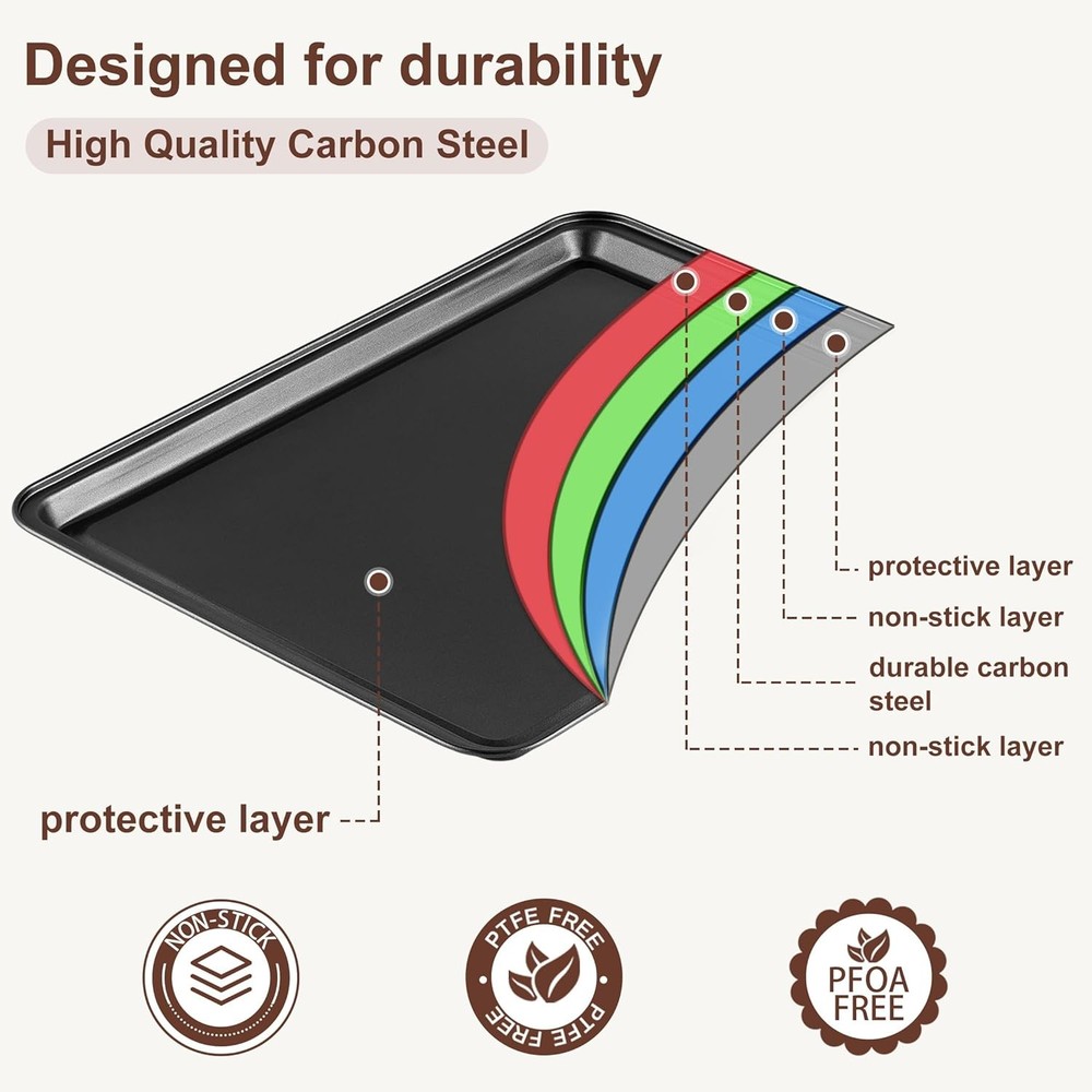 12PCS Nonstick Baking Pans Set Stackable Bakeware Sets W/ Wider Grip Carbon