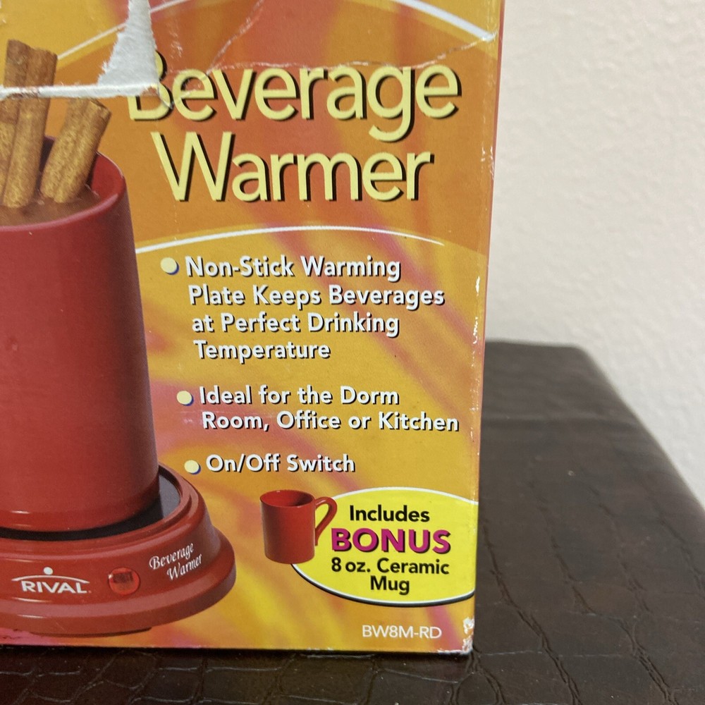 Rival Beverage Warmer Coffee Tea Warming Plate Ceramic Mug Red Open Box