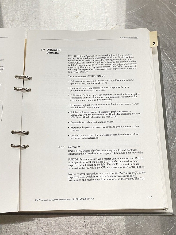 Pharmacia BioPilot System Part 1 - Users Guide / Instructions Manual