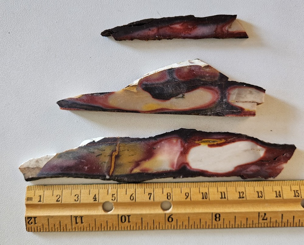 Three Lapidary Slabs Mookaite 86 Grams