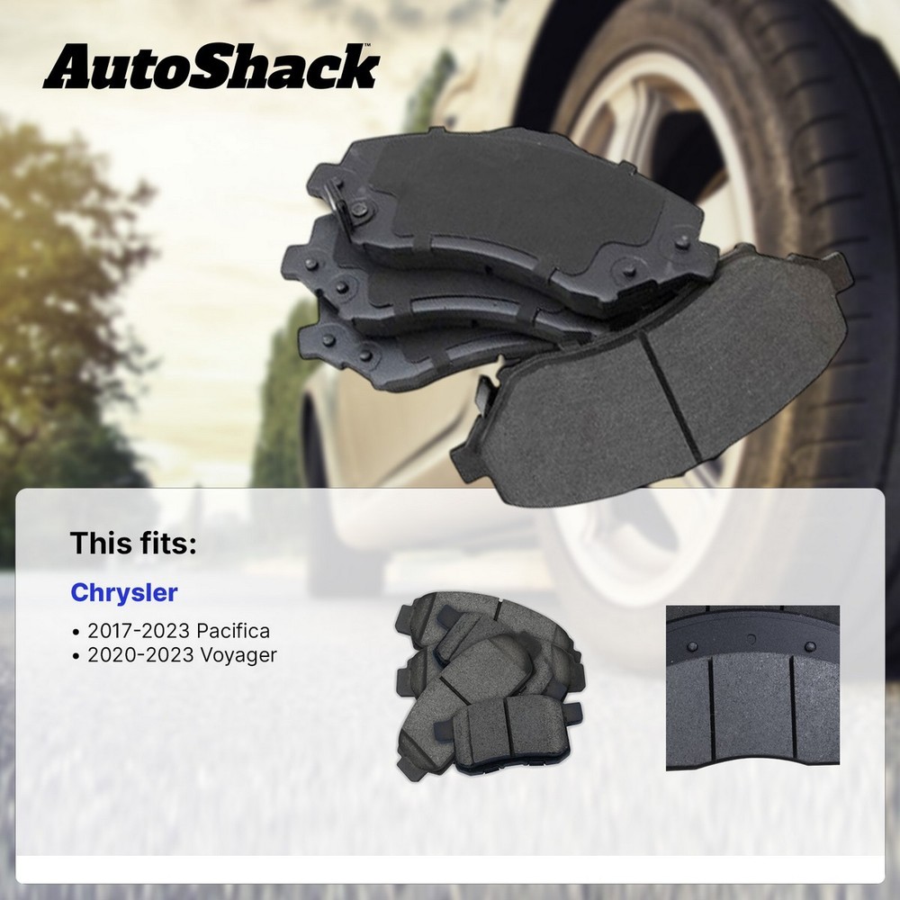 Front Rear Ceramic Brake Pad Set for Chrysler, Pacifica 2017-2023