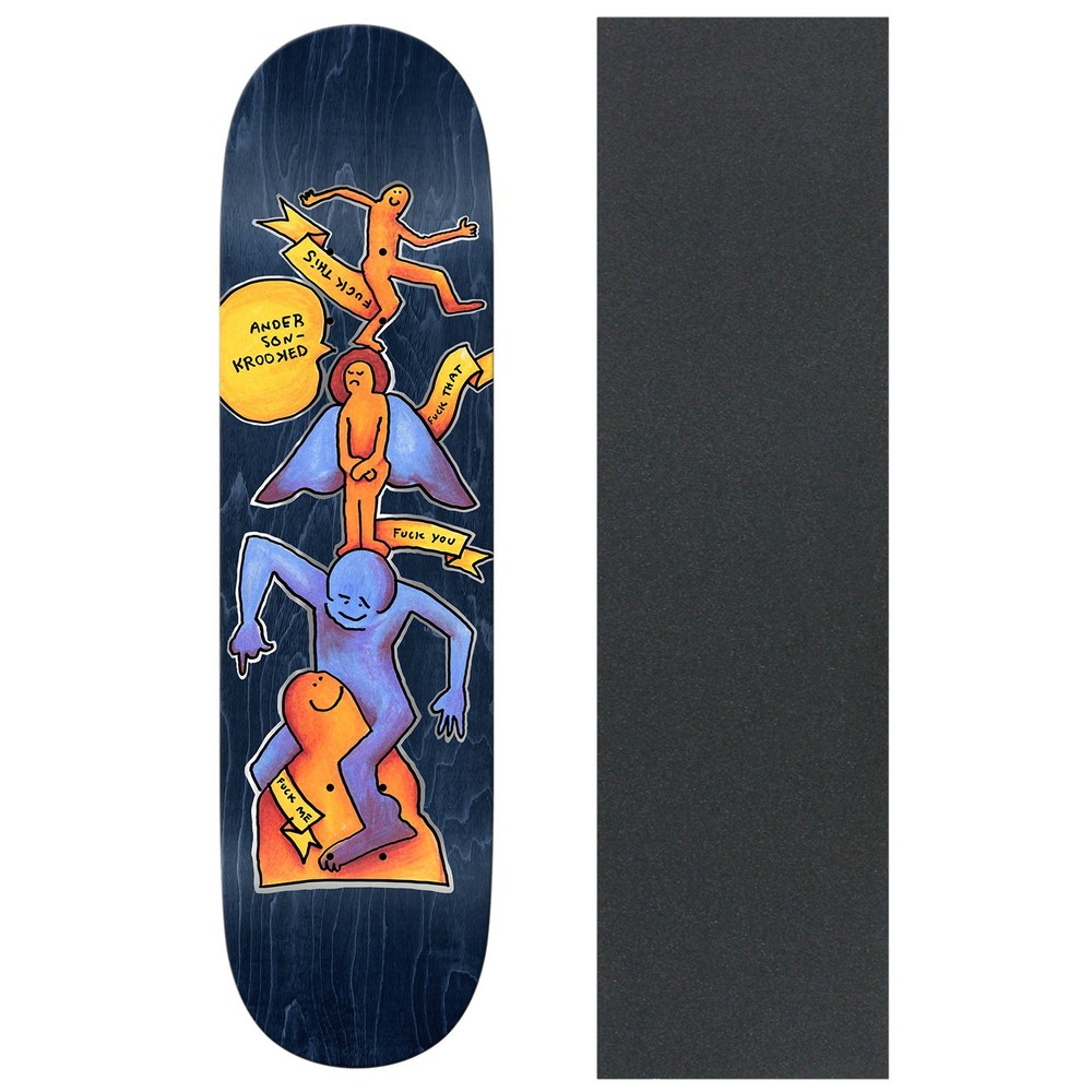 Krooked Skateboard Deck Manderson Stack 8.38" x 32" with Grip