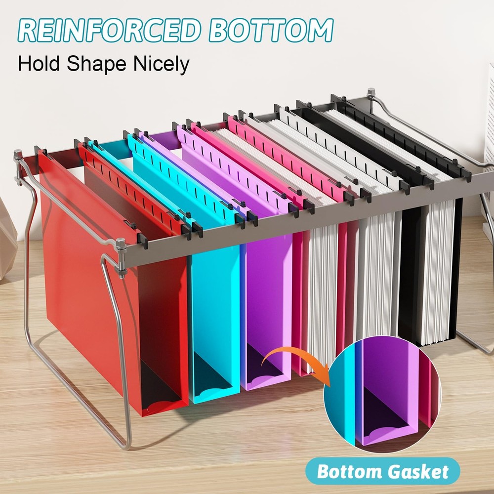 Extra Capacity Plastic Hanging File Folder Letter Size,12 Pack Reinforced Han...