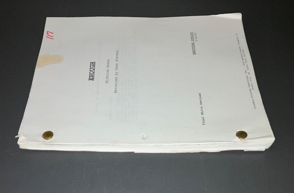 ENOUGH (2/16/01) Jennifer Lopez / Nicholas Kazan Final White Shooting Script+COA