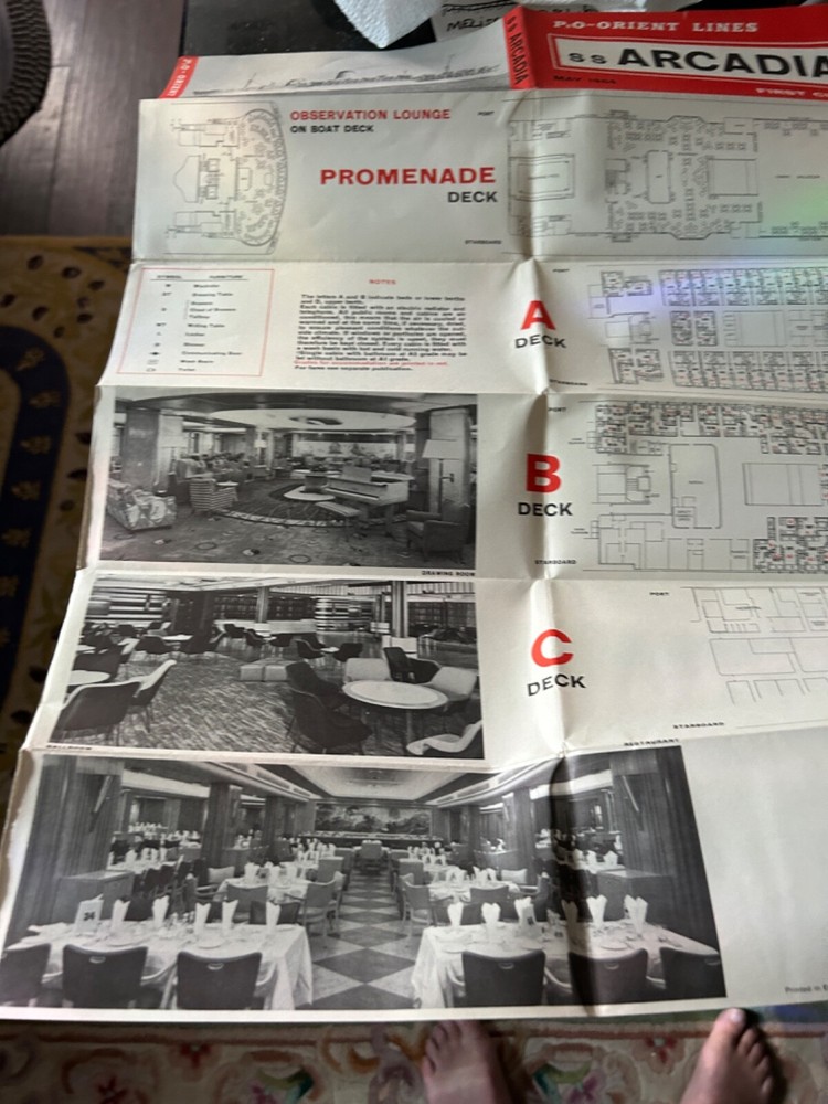 1964 Orient Lines SS Deck Plan Ocean Liner