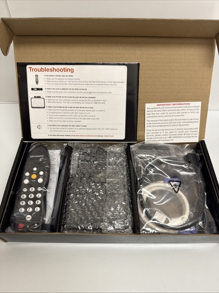 Comcast DCI105COM1 Digital Transport Adapter Self-Installation Kit Sealed Inside