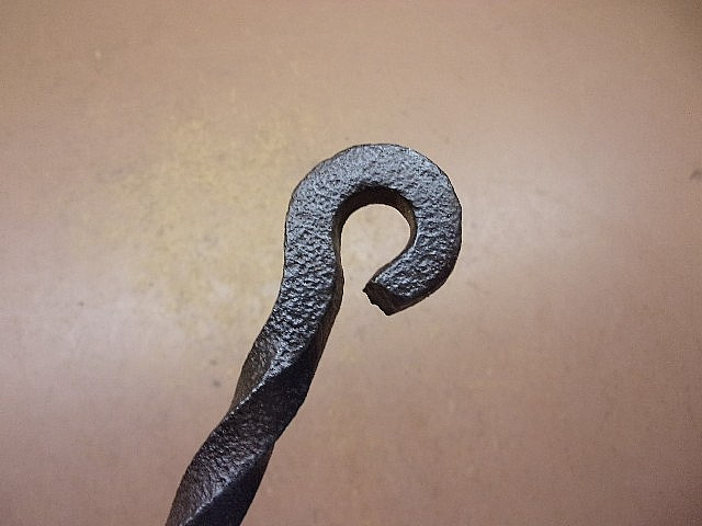 Vintage Blacksmith Forged Threaded Hooks 19" Long with Nice 'Twist' UNIQUE!