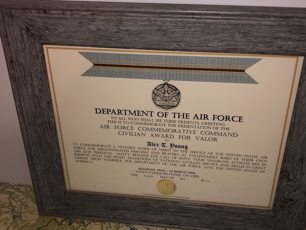 USAF COMMAND CIVILIAN COMMEMORATIVE AWARD FOR VALOR CERTIFICATE Type-1