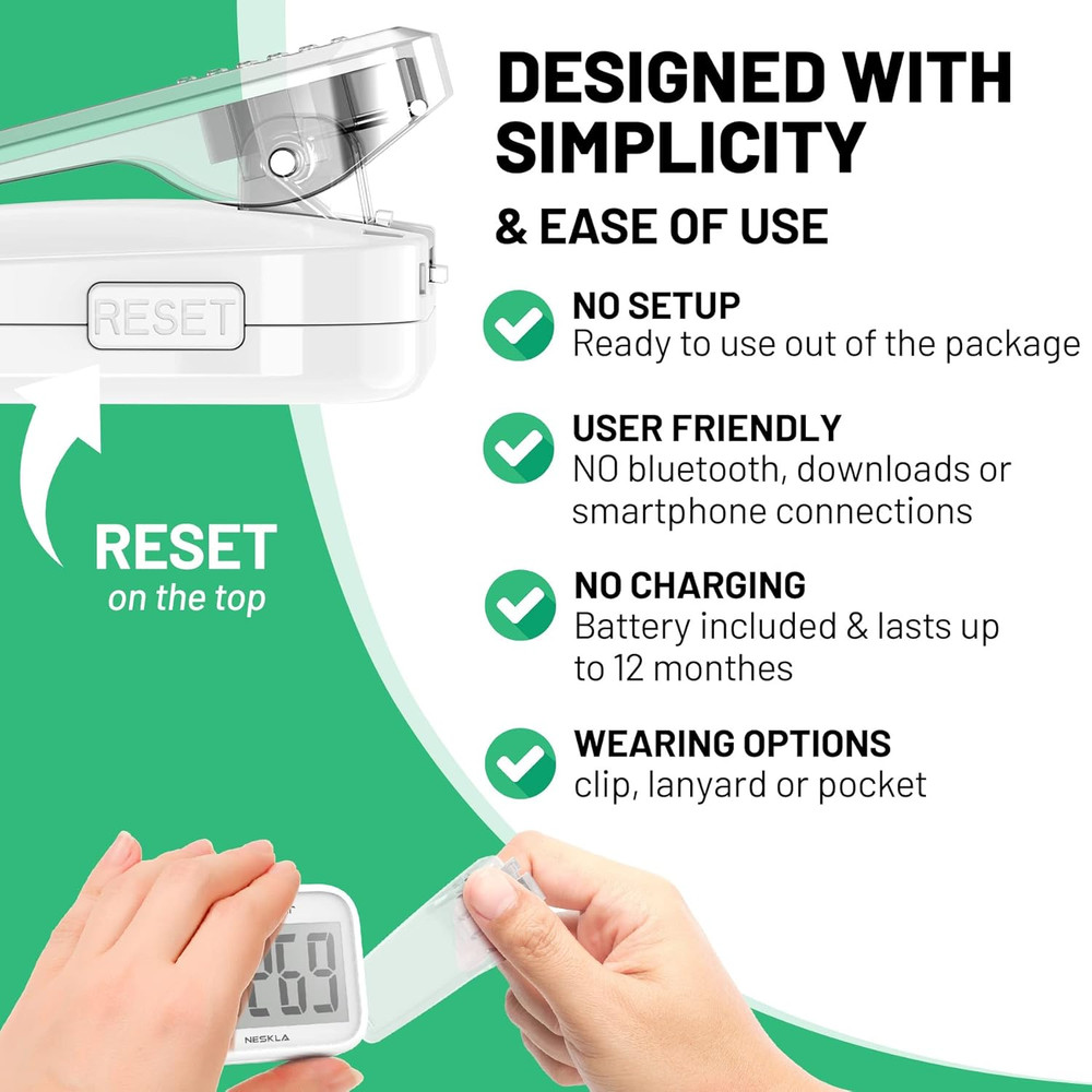 3D Pedometer for Walking, Simple Step Counter with Large Digital Display, Step T