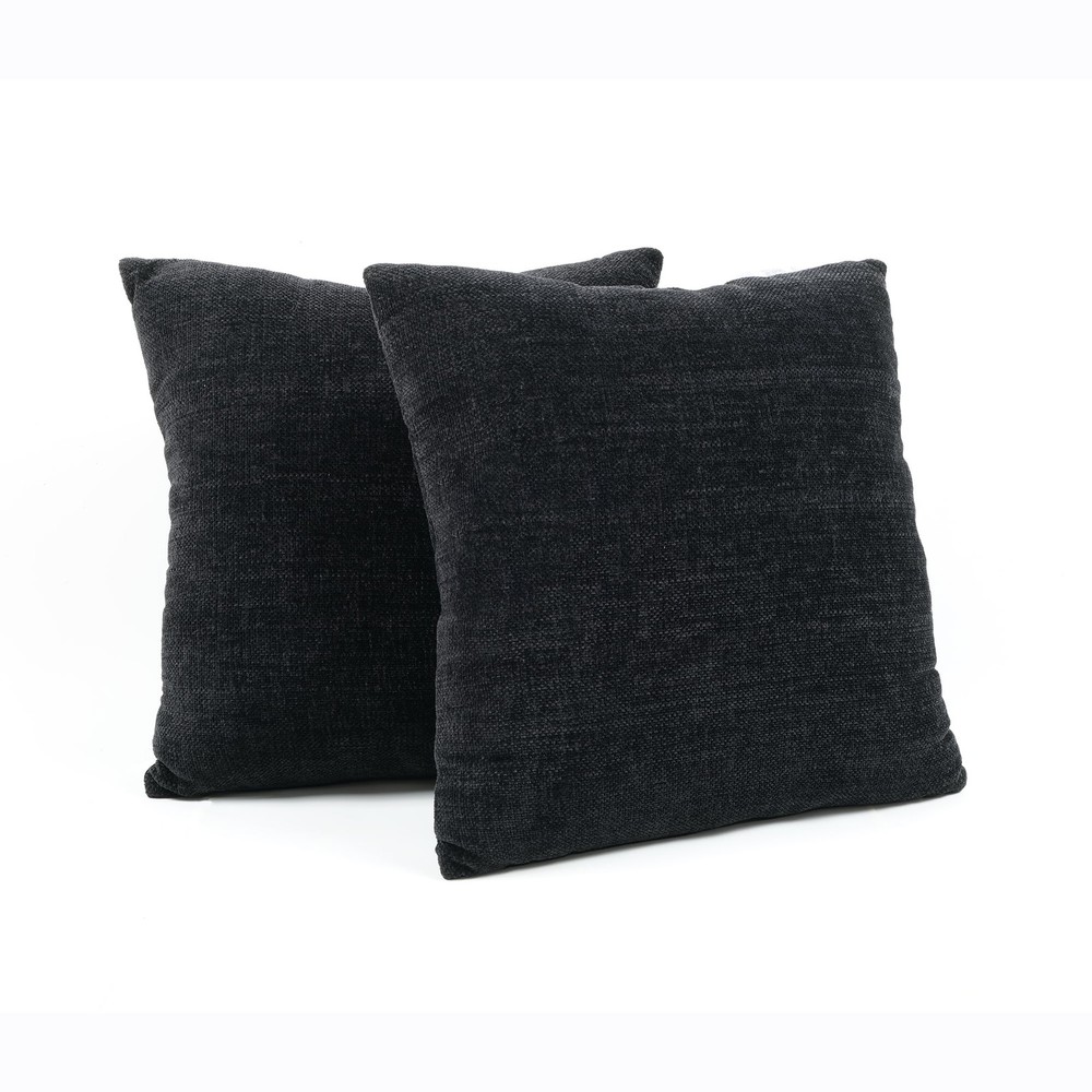 Mainstays 18" x 18" Solid Chenille Black Polyester Decorative Pillow Set 2 Count