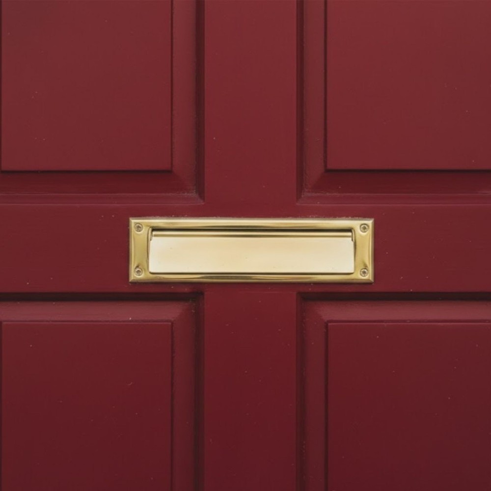 Solid Brass Mail Slot with Interior Back Frame Vintage Style Gold Classic MCM