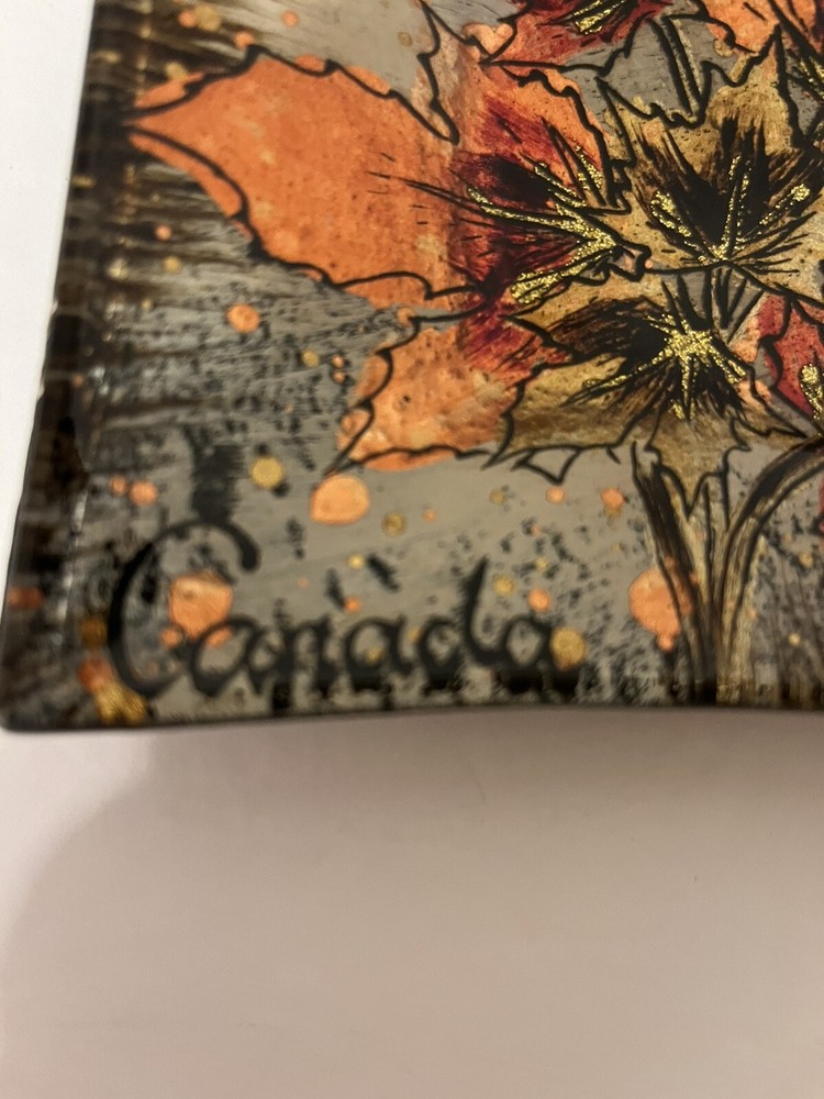 Glass Fused Maple Leaf Design Dish Canada
