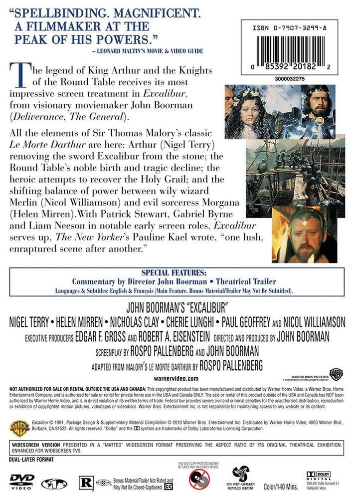 Excalibur DVD Nigel Terry NEW