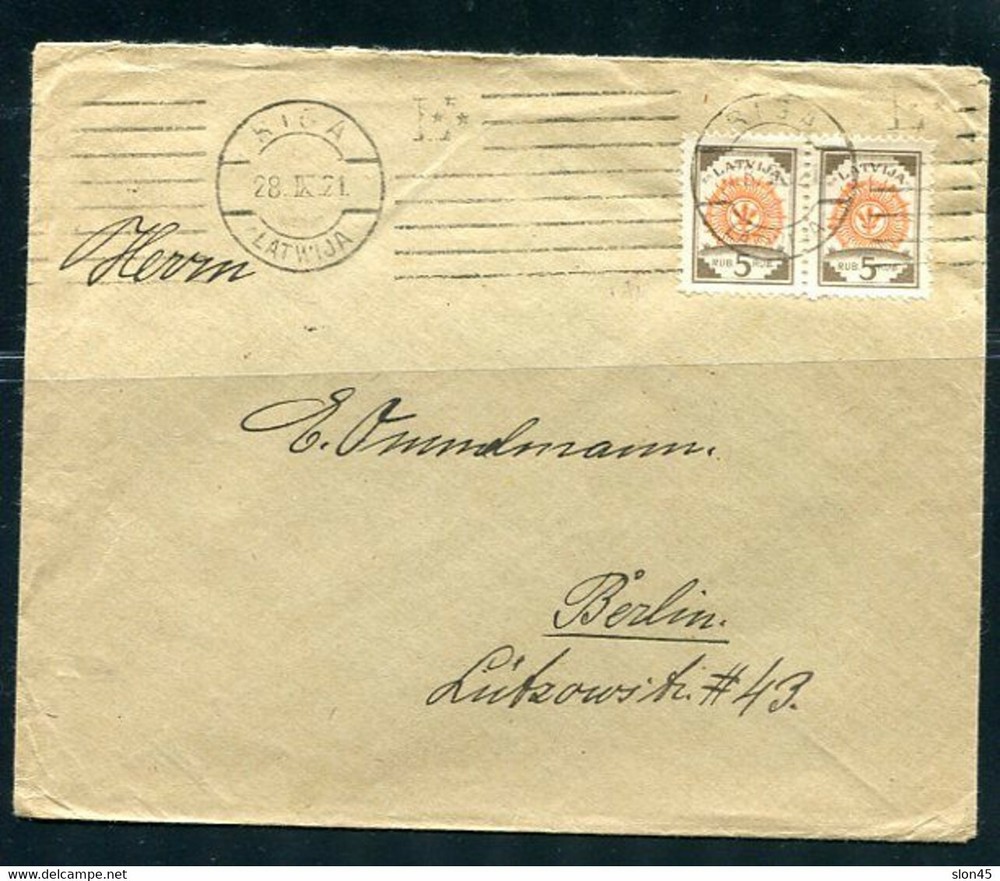 Latvia 1921 Cover Riga -Berlin Pair 11243