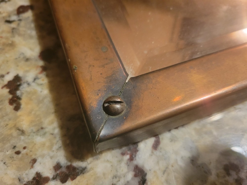 Copper Mirror Fleur-de-lis Early 1900s Square