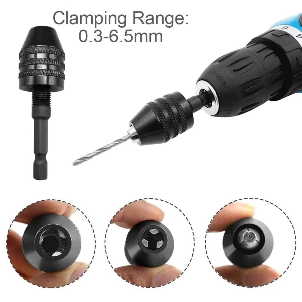 4Pcs 1/4"Hex Shank Keyless Drill Chuck Adapter Bit Quick Change Converter Driver