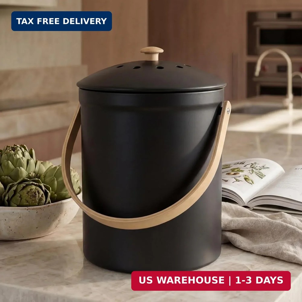 Beautiful Kitchen Compost Bin with Smell Proof Lid - Rust Proof and Odorless Com