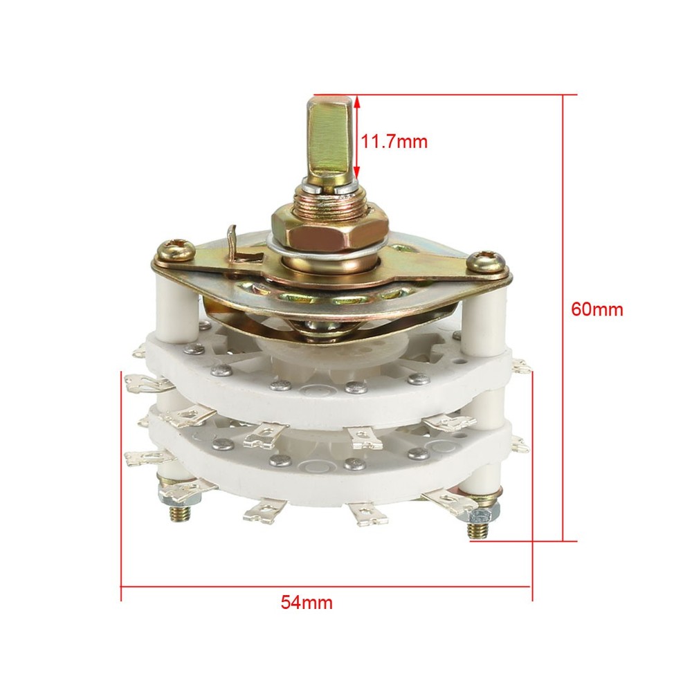 2P10T 2 Pole 10 Position 2 Deck Band Channel Rotary Switch Selector Knobs