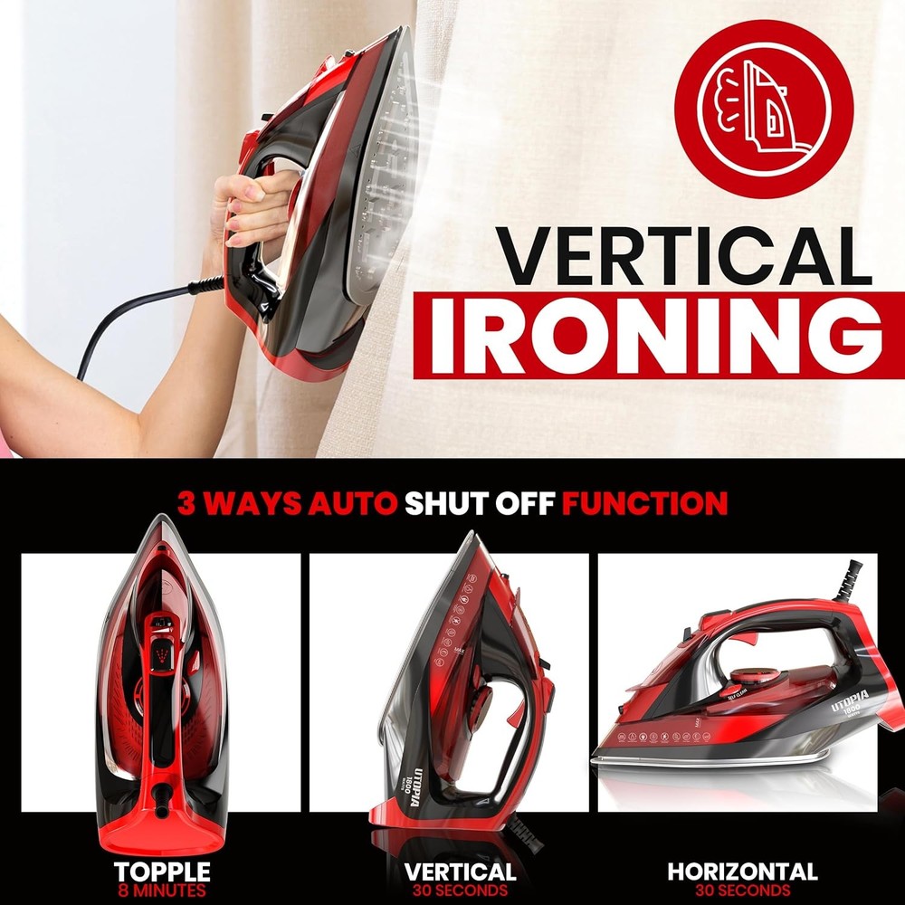 Utopia Home Steam Iron Adjustable Thermostat Variable Steam Self-Clean