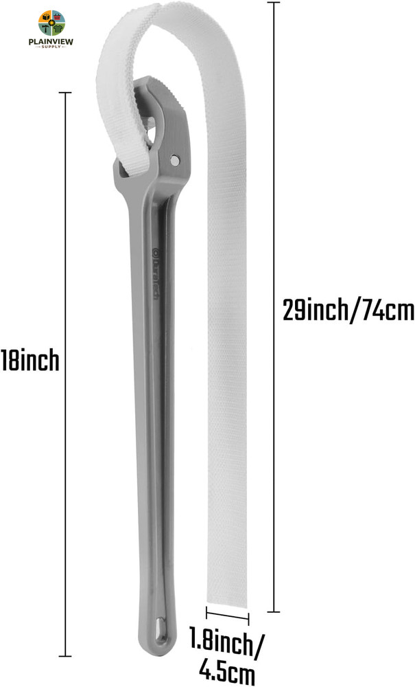Strap Wrench 18" Handle, Adjustable Nylon Strap Pipe Wrenches, Oil Filter Strap