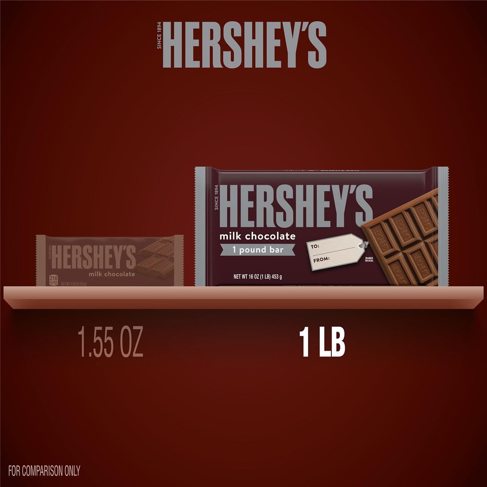HERSHEY'S Milk Chocolate Candy Gift Bar, 1 lb