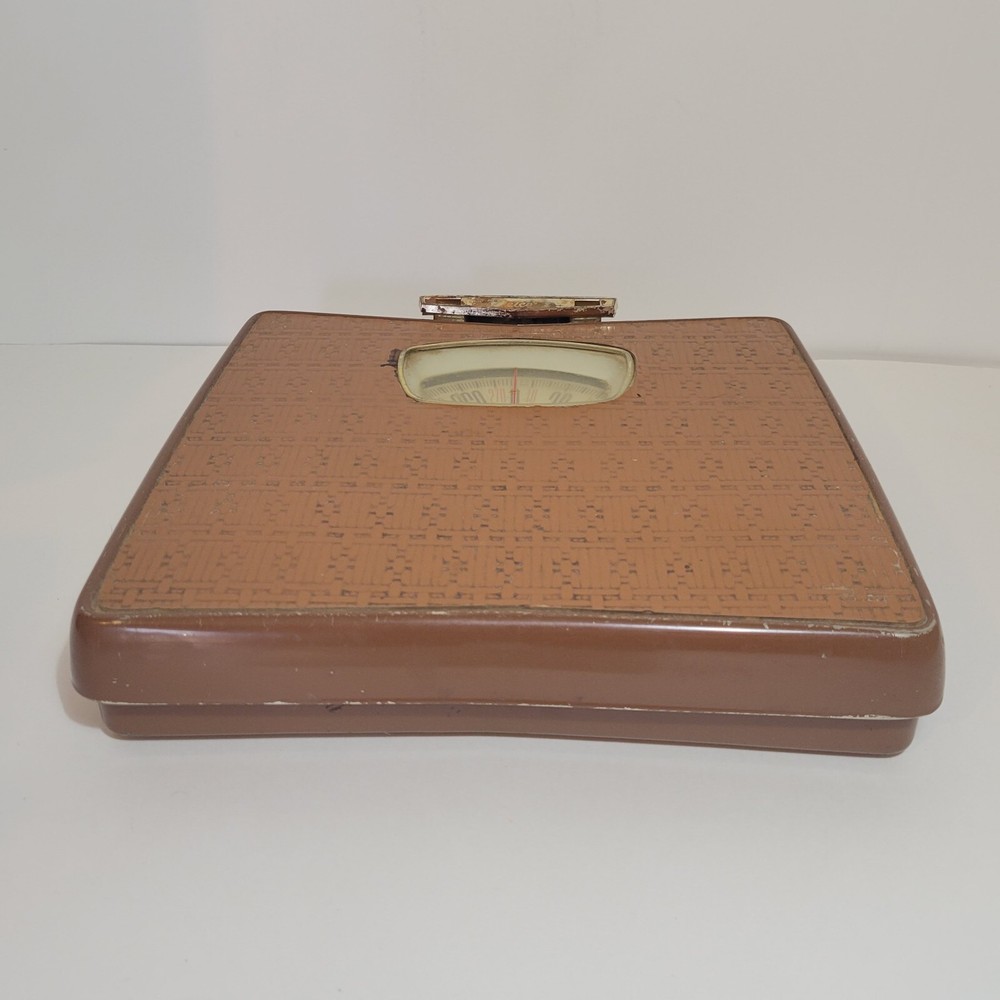 Vintage Bathroom Scale Auto Zero Detecto Works Brown W/ Handle