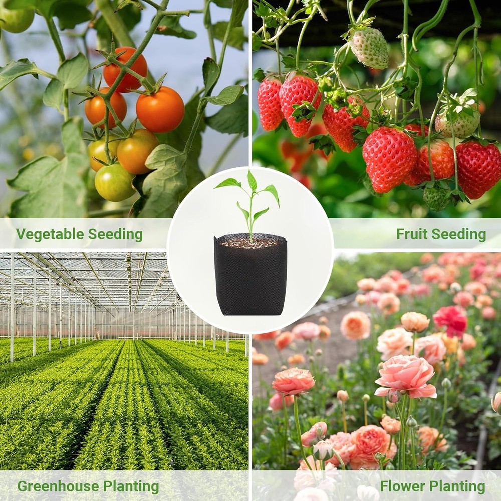 100PCS Biodegradable Seedling Nursery Bags for Easy Transplanting