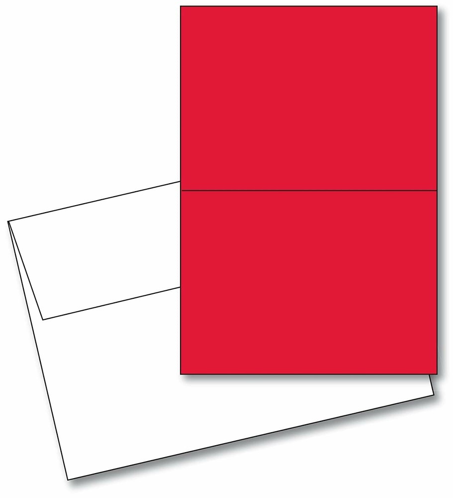 Blank Red 5 x 7" Greeting Cards with White A7 Envelopes - 25 per Pack
