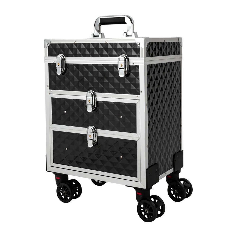 Professional Rolling Makeup Case Cosmetic Organizer with 360° Rotatable Wheels