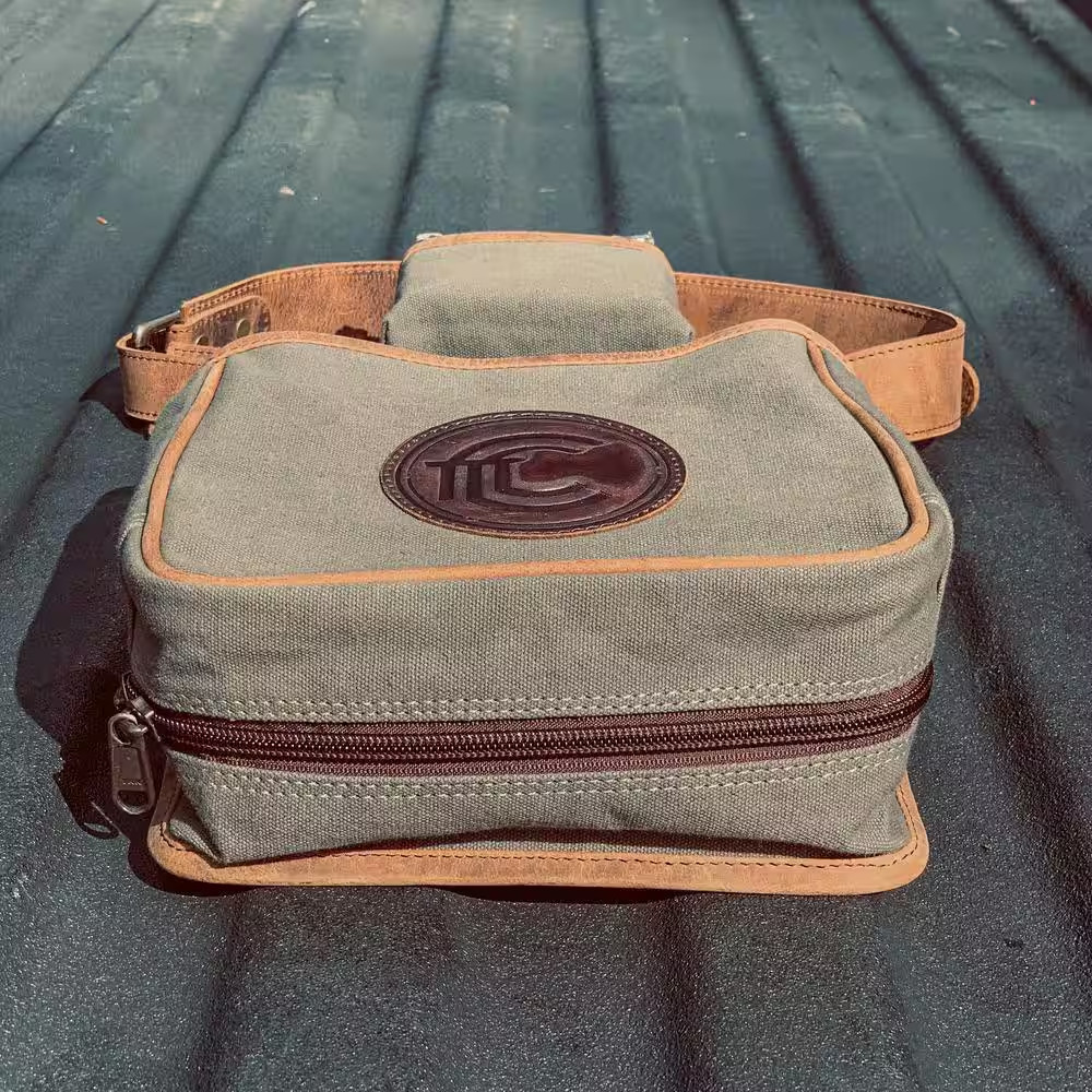 Canvas Leather Shot Gun Shell Pouch with Belt