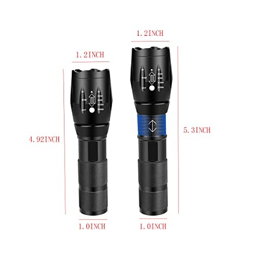 Red Light Tactical Flashlight, 4 in 1 White, Yellow, Amber, Red Light,